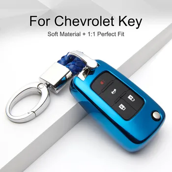 

Sort TPU Car Key Case Fob Cover for Chevrolet Cruze Onix Lacetti Tahoe Spark Trax Equinox Key Ring Chain Styling Accessories