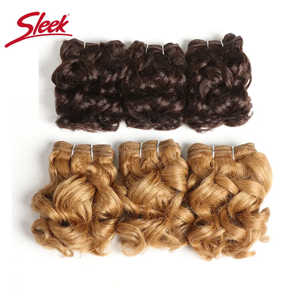 Sleek Double Drawn Brazilian Remy Curly Human Hair Blonde Red 27# 30# 4# 100 Grams 3Pcs Bundles Hair Extension