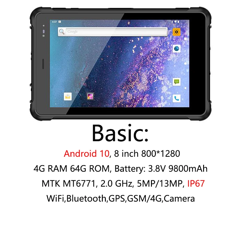 8 inch Android Tablet PC 4G RAM 64G ROM Dustproof Waterproof Shockproof 1000nits Barcode Scanner Rugged Terminal 