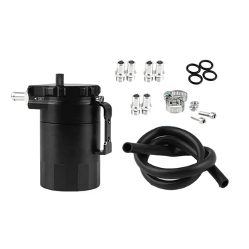 

Oil Catch Can Kit Reservoir Tank Engine Black Polish Baffled Universal Aluminum