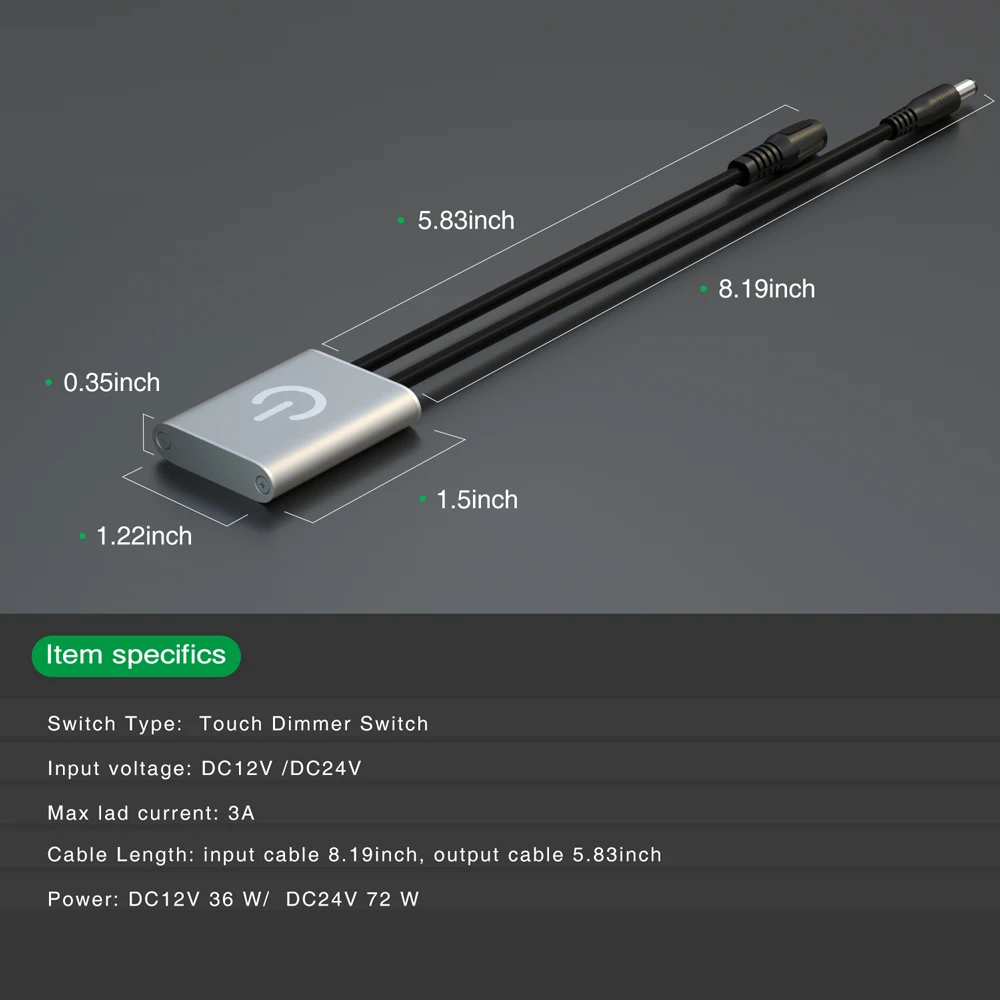  2019  Automatic Small Touch Sensor Switch 12V 24V 3A DC Brightness Adjustment Touch Dimmer Switch F - 32378888198