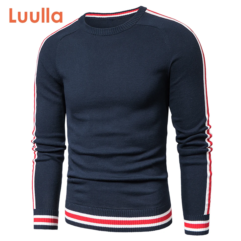 Luulla Men 2020 Spring Casual Knitted 100% Cotton Striped Sweaters Pullover Men Autumn New Fashion Classic O Neck Sweaters Men