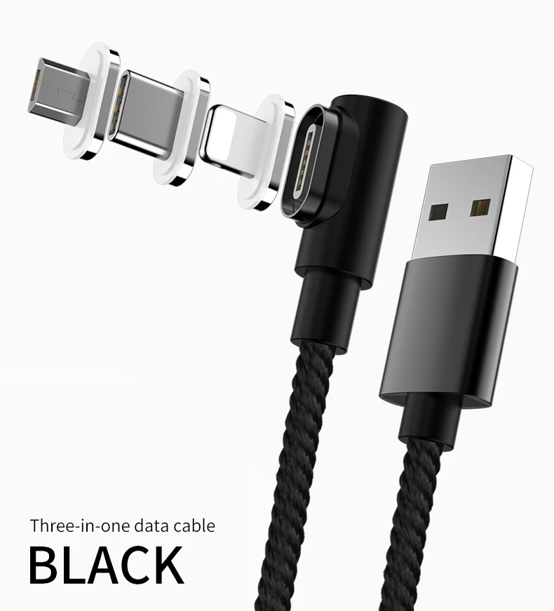 Магнитный кабель 90 градусов usb c Micro usb type C кабель для быстрой зарядки L-Line Micro usb type-C магнитное зарядное устройство для iphone X xiaomi