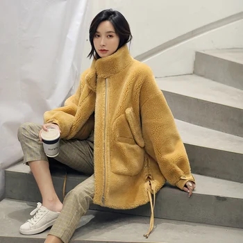 

Real Fur Coat Women Autumn Winter Coat Women Clothes 2020 Korean Sheep Shearing 100% Wool Fur Tops Warm Coat A19Y1201 YY1923