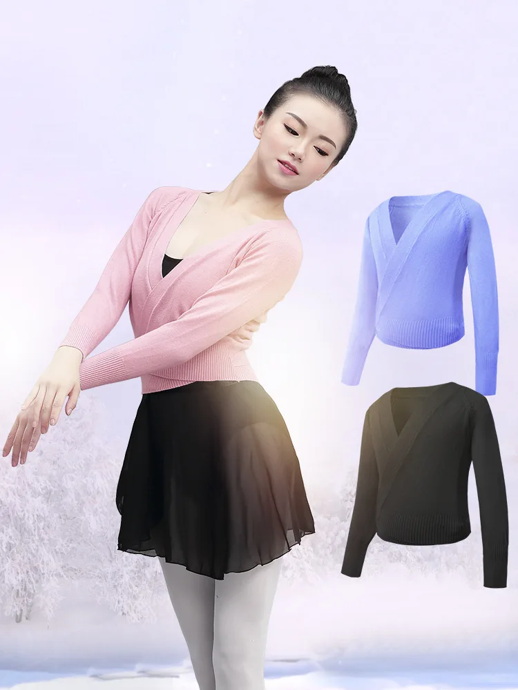 

Spring And Autumn Dance Sweater Women's Warm Ballet Exercise Clothing Pink Knitted Small Coat Gihon Adult Tops
