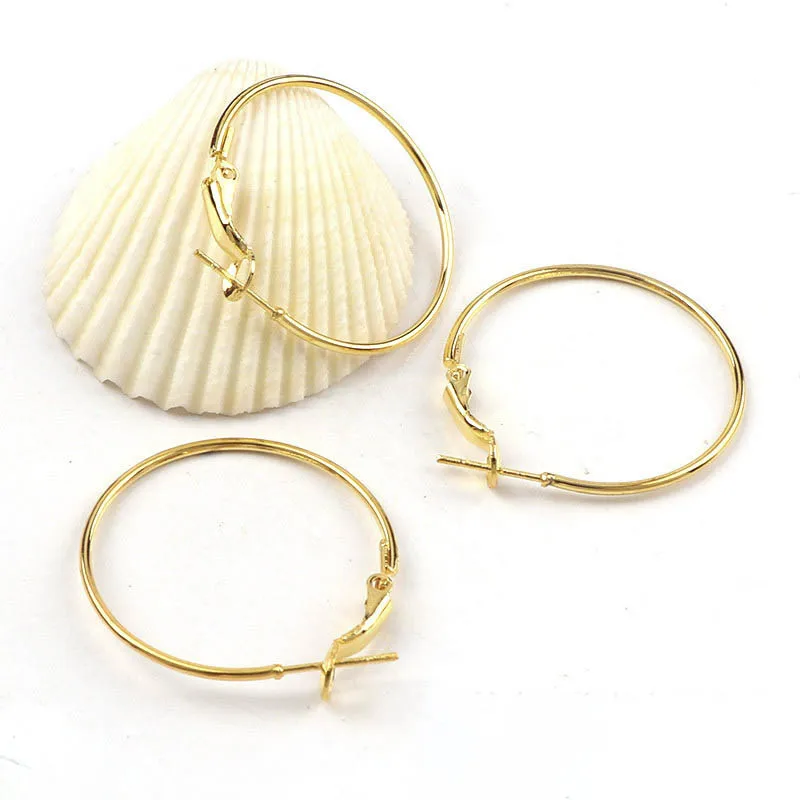 10pcs 30mm Classic French Earring Hoops Simple Style Big Ear Rings Clasp For DIY Jewelry Making Earrings Accessories Findings