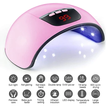 

54W LED UV Nail Dryer Lamp USB Smart IR Sensor Nail Gel Fast Curing Nail Art Manicure Tool 3 Timing Setting Phototherapy Lamp