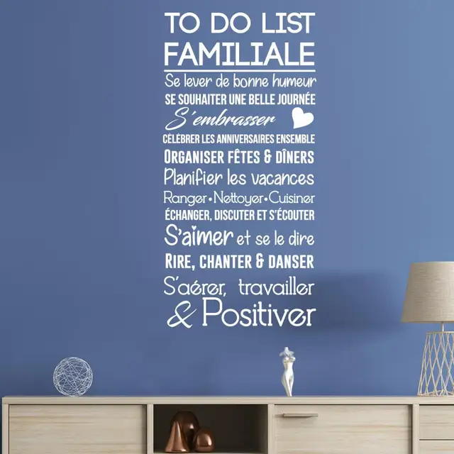 Sticker Citation To Do List Familiale Vinyl Wall Art Decor Mural Decal Living Room Home Decor Poster French House Decoration Wall Stickers Aliexpress