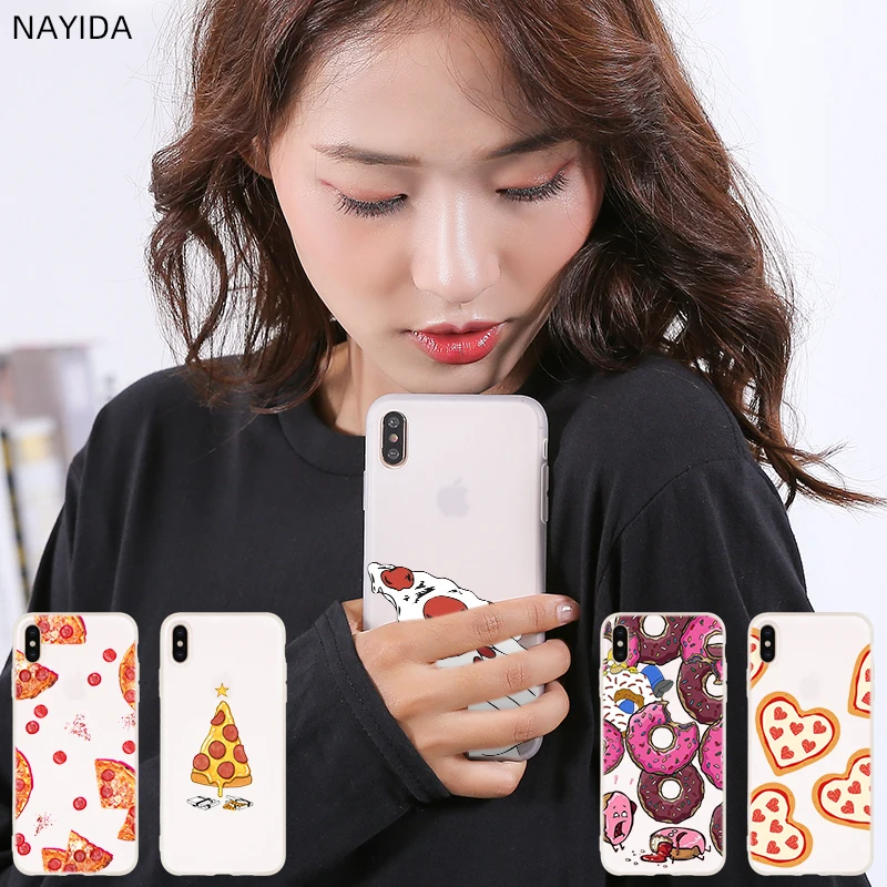 NAYIDA Pizza Donut Soft Silicone Case For iPhone 13 12 Mini 11 Pro XS Max XR X 8 7 6 Plus SE S scratch proof Cover | Мобильные