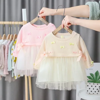 

Cute girls Baby Dress Long Sleeve Birthday Party clothes For Newborns girls Clothes 0-24month Princess Christening Child Clothin