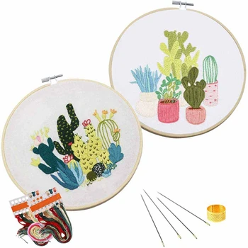 

Cross Stitch Kit DIY Embroidery Starter Kit Embroidery Kit Embroidery with Pattern, Bamboo Hoop, Color Threads & Tools