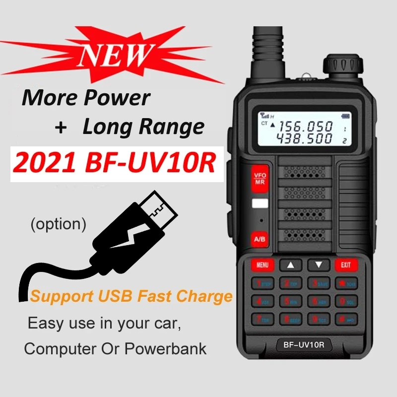 2021 Baofeng UV 10R Professional Walkie Talkies High Power 10W Dual Band 2 way CB Ham Radio hf Transceiver VHF UHF BF UV-10R New | Мобильные