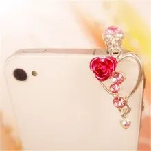 Сердце роза кулон телефон пылезащитный Разъем 3,5 мм наушники пылезащитный Разъем