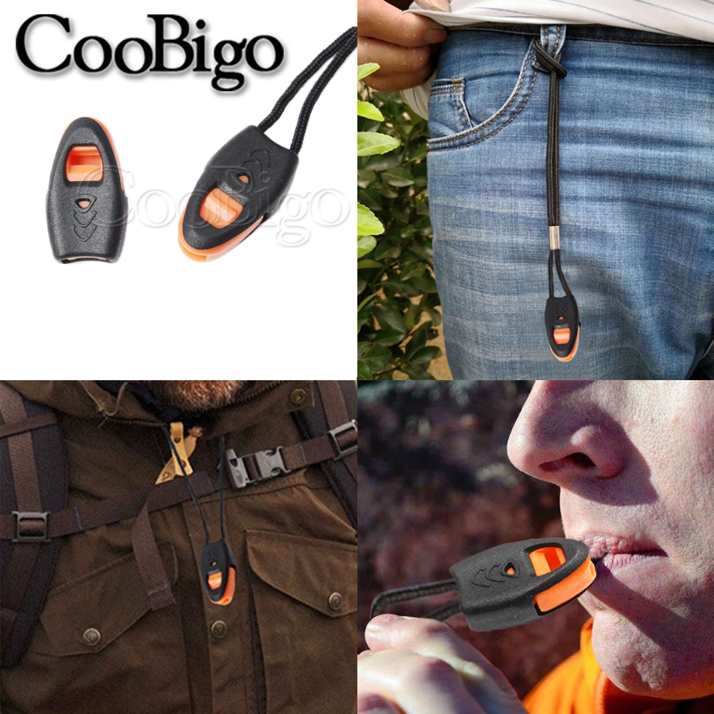 5pcs Emergency Survival Whistle Zipper Pull Cord Lock End Stopper Clip Paracord Knife Lanyard Camping Travel Kits Plastic