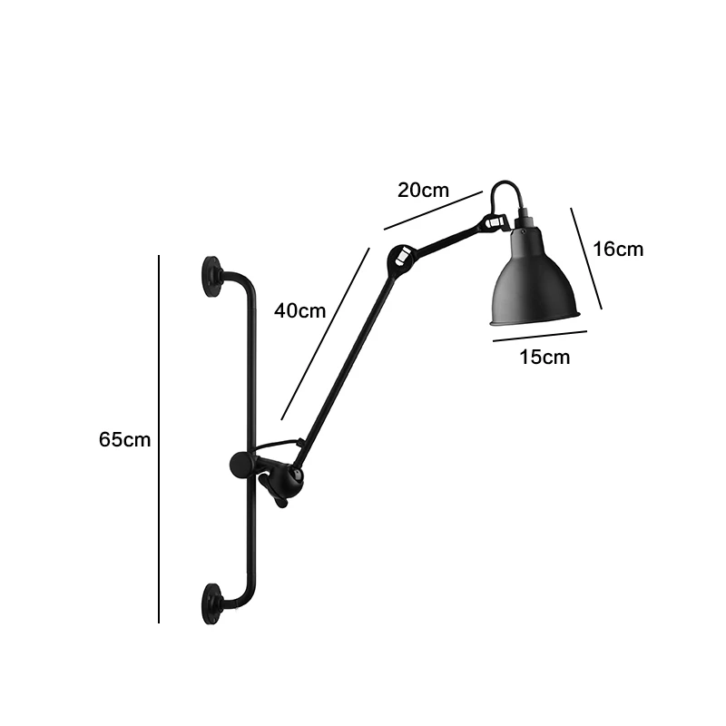 M wall light Black Ретро бра, скандинавский промышленный настенный светильник с розеткой для спальни, гостиной, кабинета, чердак, 110 В, 220 В, E27 - Цвет абажура: M wall light Black