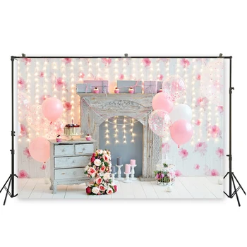 

HuaYi wonderful colorful baloons decoration white floor background photography wedding party photoshoot backdrops XT-6681