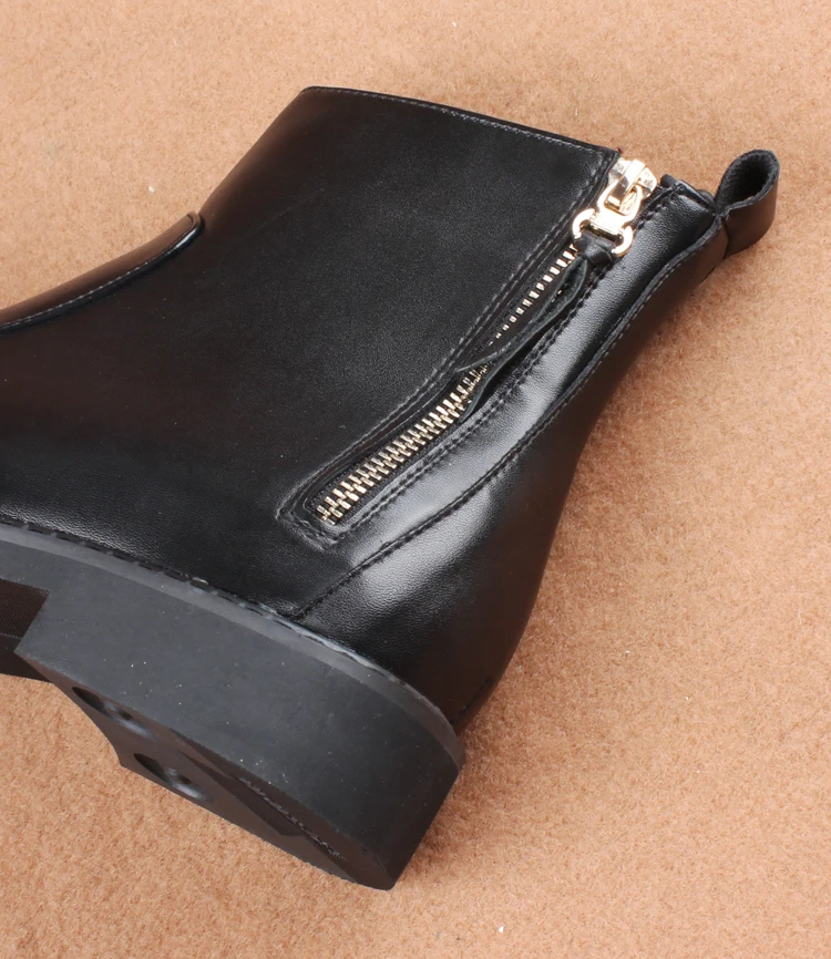 England style men's motorcycle punk cow leather boots spring autumn platform shoes outdoor ankle boot botas hombre chaussure man