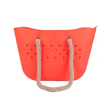 

Women One-shoulder Beach bag Environmental Protection Waterproof Ladies Silicone Handbag Wallet Hemp Rope Punching Bag