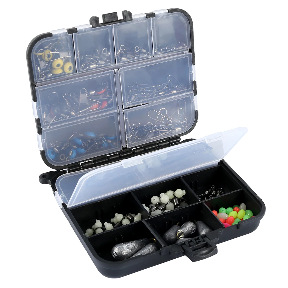 

177 Pcs Rolling Swivel Fishing Connector and Luminous Fishing Beads Fishing Tackle Boxes Accessories Kit