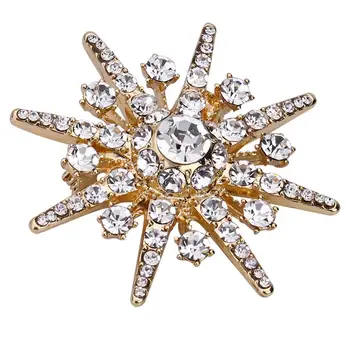

Women Shiny Rhinestones Christmas Snowflake Brooch Pins Elegant Breastpin Banquet Party Costume Ladies Jewelry Accessories Gift