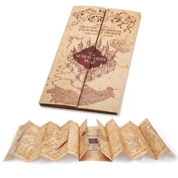 

1 Piece Harri Potter Hogwart School Ticket The Marauder's Map Wizard School Collection Quality Kraft Paper Golden Stamping Gift