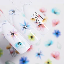 1 лист свежий цветок серия водная Наклейка Красочный Цветущий цветок Лаванда дизайн ногтей переводная наклейка для украшения ногтей