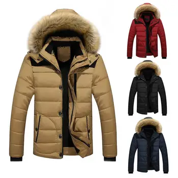 

Winter Jacket Men Plus Size Thick Warm Parka Fleece Casual Fur Hooded Jacket Coat with Pocket Windbreaker Outerwear warm gifts
