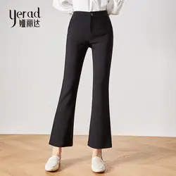 YERAD осенние черные расклешенные брюки женский по щиколотку брюки офисные женские брюки-клеш