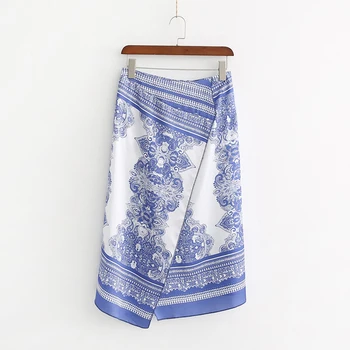 

Women Summer High Waist SKirt Printing Side Zipper Female SKirts Long