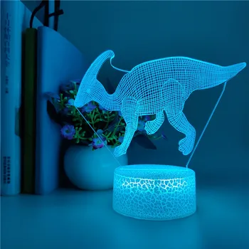 

7 Color Change Dinosaur Parasaurus 3D Illusion Lamp Remote Touch LED Night Light Kid Sleeping Decor Xmas Gifts Lamp App Control