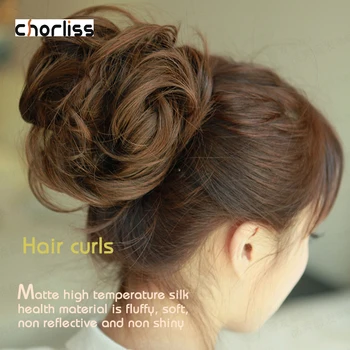 

Fake Hairpiece Women Curly Bun Chignon Elastic Band Synthetic Chignon Clip In Hair Extensions Black Brown High Temperature Fiber