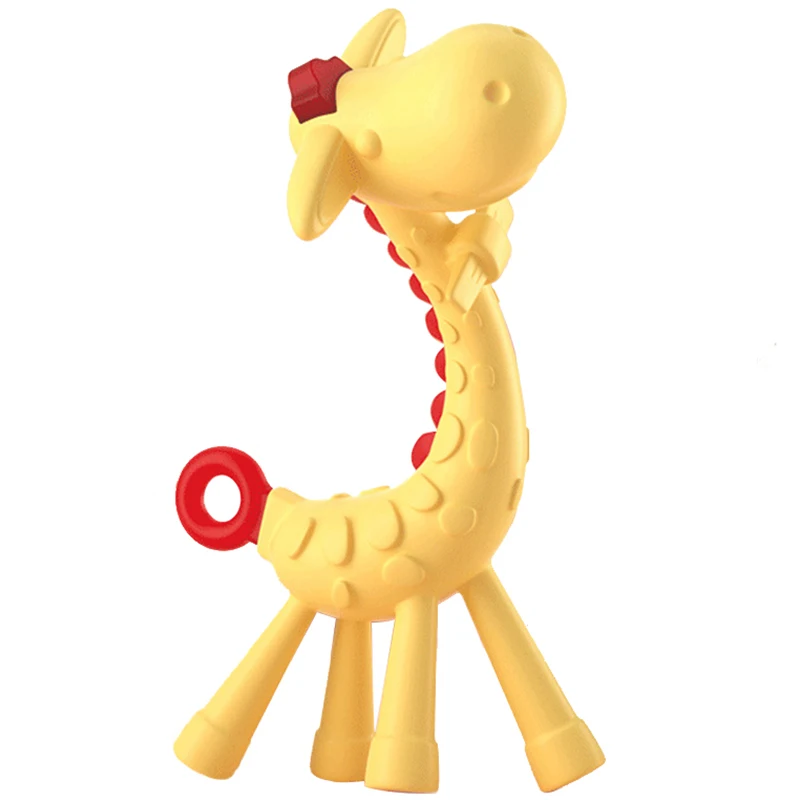 Promo Baby Teether Baby Giraffe Teething Stick Toddle Silicone Banana Teething Baby Care Toothbrush BEpJN3ea9