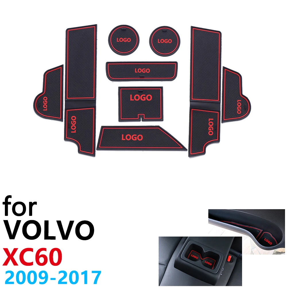 Нескользящий Резиновый коврик для чашки дверной паз VOLVO XC60 R Design 2009 ~ 2017 2011 2013 2015 2016