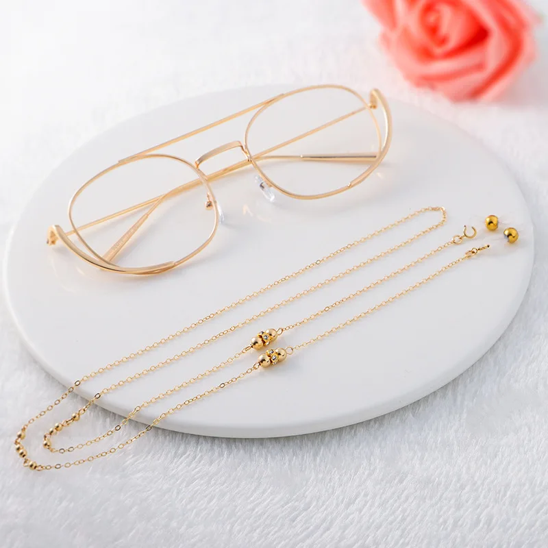 

Retro lolita 14k GF sunglasses chain gold color eyeglasses neck chain with silicone good loop