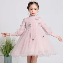 Новое поступление, осенне-зимнее вязаное платье-пачка в стиле пэчворк для девочек детское праздничное платье с бабочкой, праздничное платье для девочек