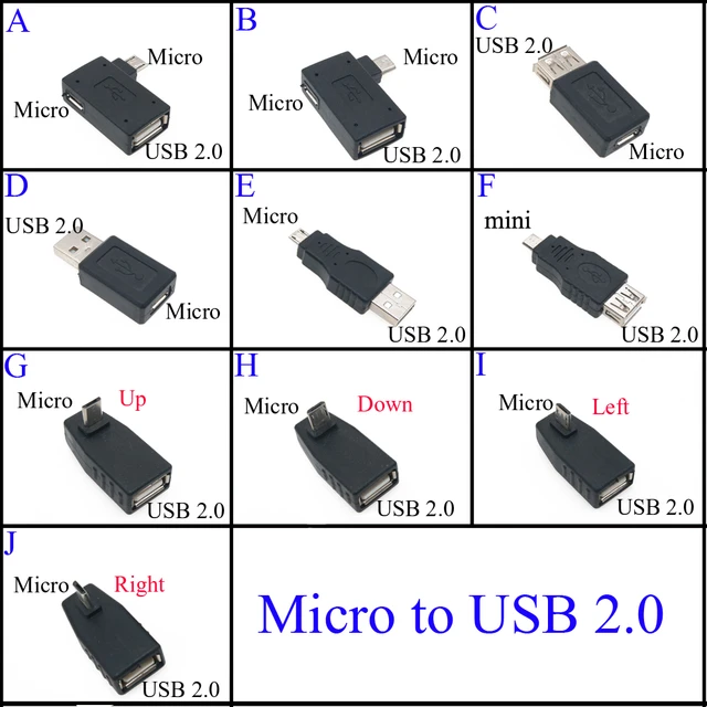 New Black USB 2.0 Type A to Micro USB B Male Female Adapter Plug Converter  usb 2.0 to Micro usb connector wholesale 90 Degree