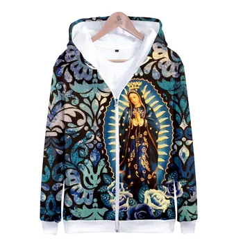 

Zipper Coats & Jackets Our Lady Of Guadalupe Virgin Mary Catholic Mexico Quality Hoodies Sweatshirt Men/Women Hooded Jacket 4XL