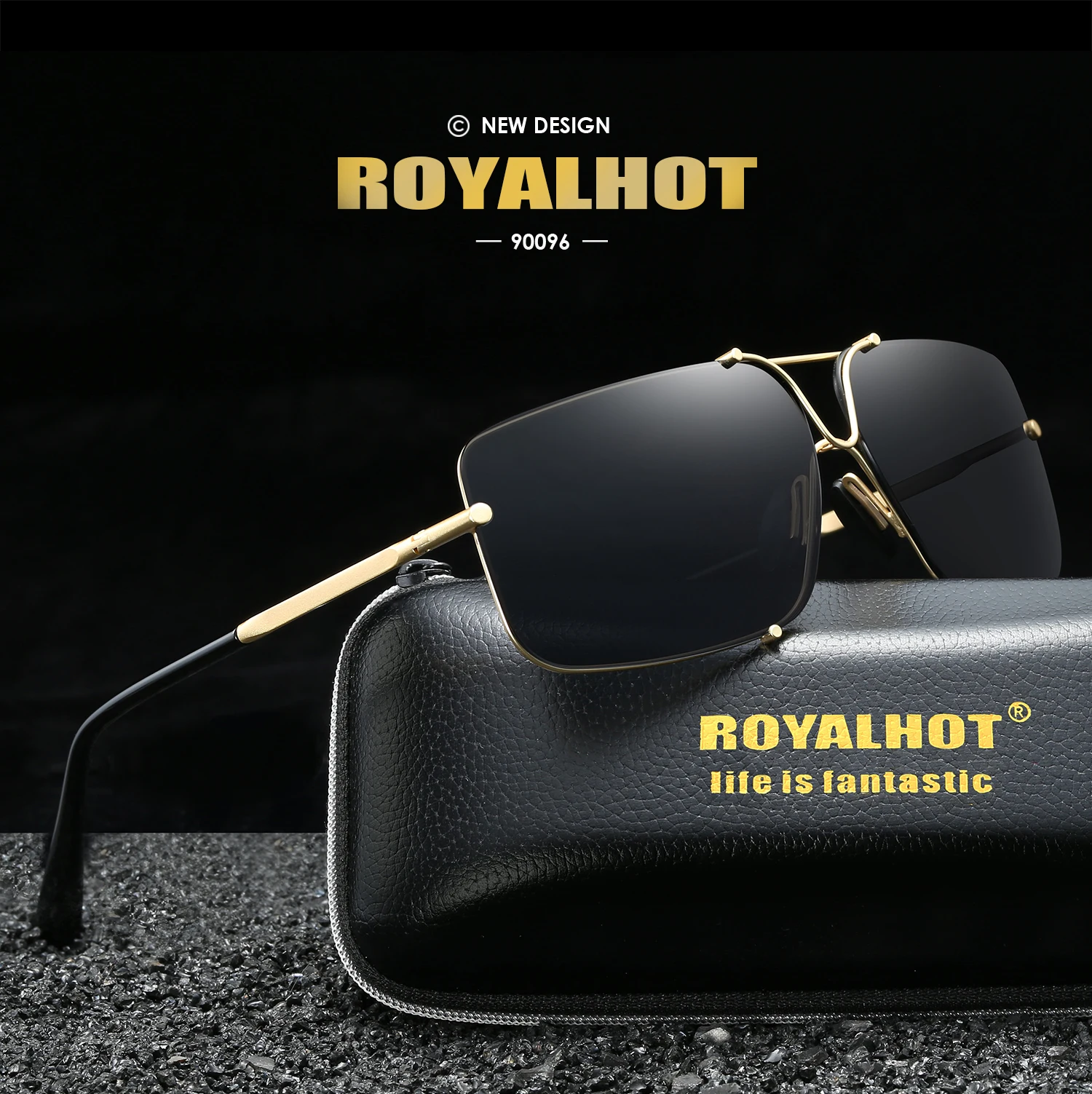 RoyalHot, мужские, Wo, поляризационные, сплав, Прямоугольная оправа, солнцезащитные очки, для вождения, солнцезащитные очки, оттенки, Oculos masculino, мужские, 90096
