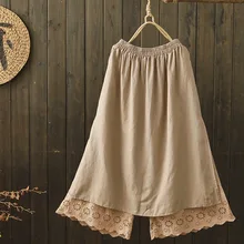 Литературный Fansen Ранняя весна Новая мода вышивка свободные дикие эластичный пояс юбка брюки женские 8986