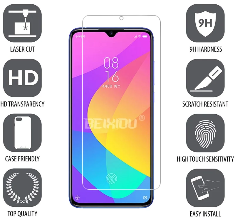 2 шт Полное закаленное стекло для Xiaomi Mi 9 Lite защита экрана закаленное стекло для Xiaomi Mi 9 Lite защитная пленка