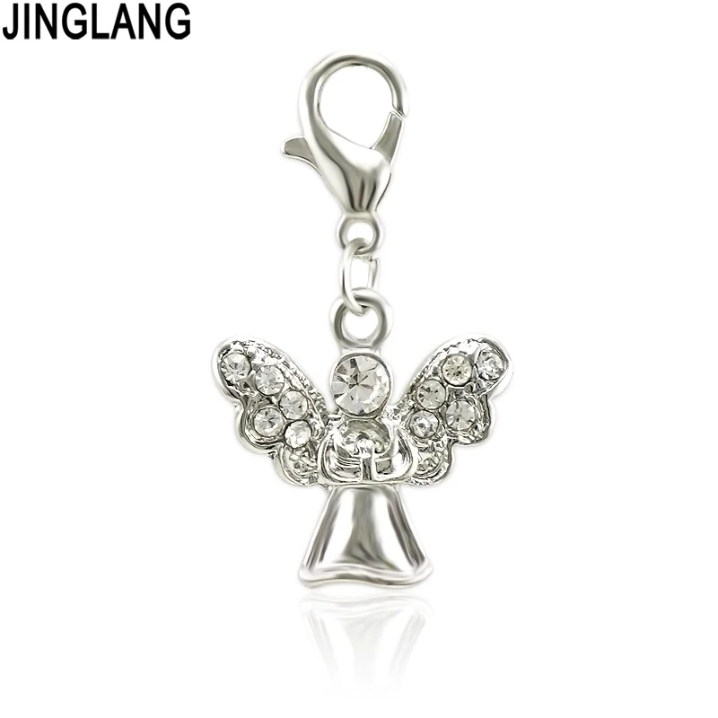 

JINGLANG Angel Pendant Charms Connector DIY Crystal Bracelet Necklace For Women Jewelry Making Finding 12 pcs