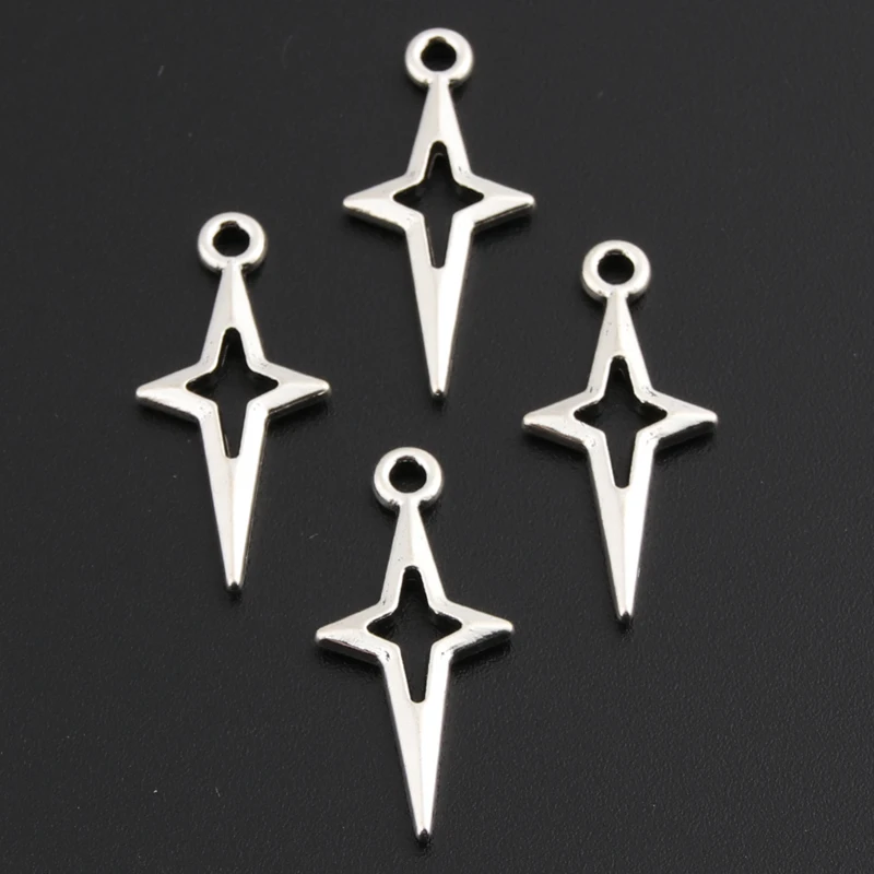 

100pcs Silver Color 23x10.5mm Star Charm Shooting Stars Pendant Fit DIY Handmade Metal Alloy Jewelry Making Finding Supplies