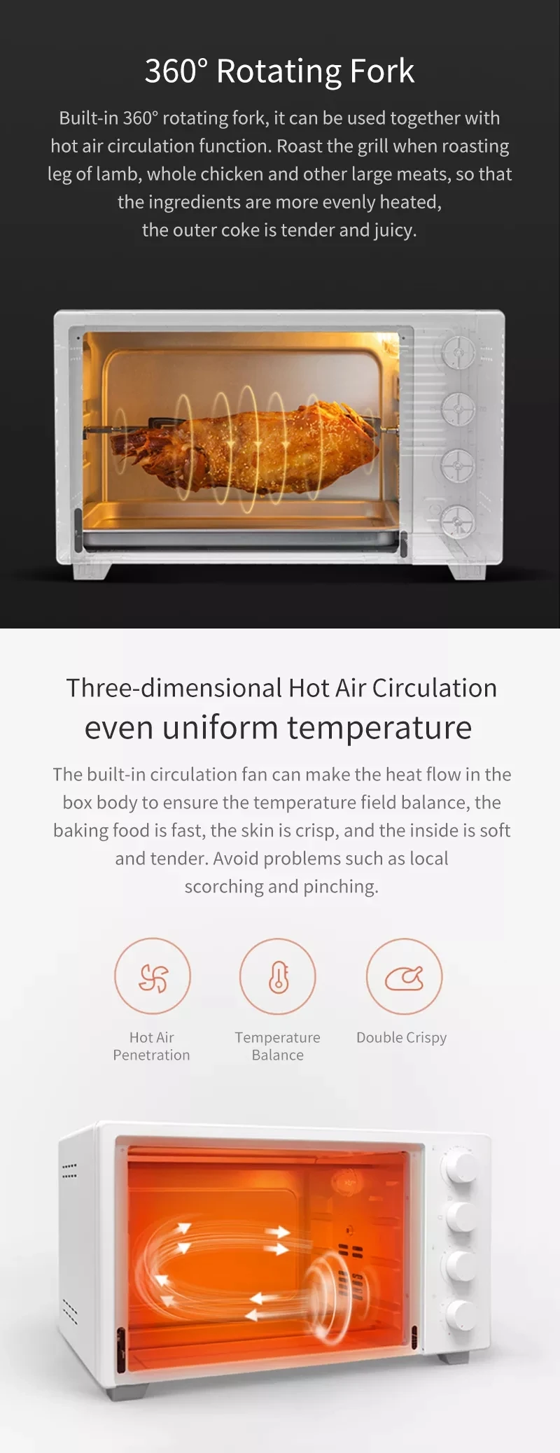 Mi jia 32L 1600W электрическая духовка 70-230 ℃ независимая печь для выпечки с контролем температуры 120 mi nute Ti mi ng 9 gear mi crowave духовка