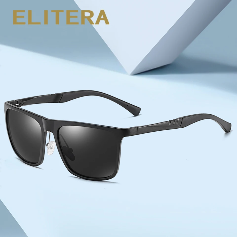ELITERA, квадратные поляризованные солнцезащитные очки, мужские, для улицы, для вождения, солнцезащитные очки, мужские, алюминиево-магниевая оправа