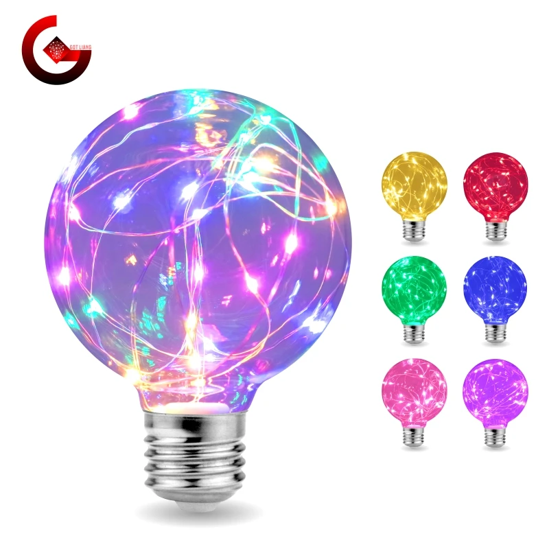 Светодиодный Edison строка светильник лампочка E27 110V 220V G95 красочные RGB ing Медный
