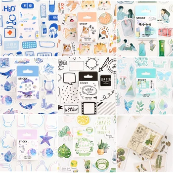 

(24 styles to choose from) Green Forest Flowers Cats Stickers DIY Diary Scrapbook Decoration Sticker Children Stationery