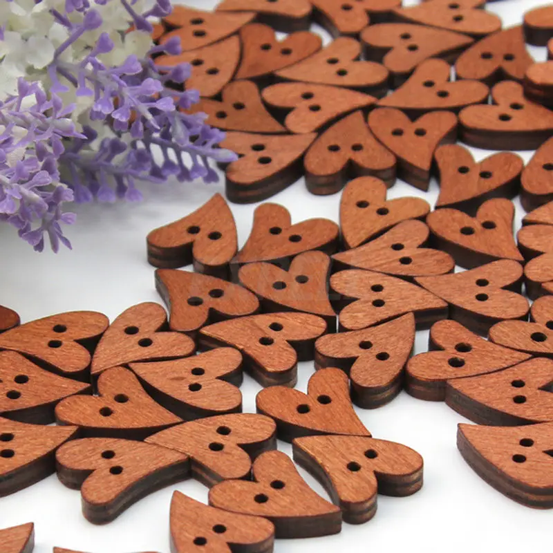 

New Sewing Buttons Heart Shape Wooden Buttons Craft Scrapbooking 2mm For Garment Accessories Clothes Scrapbooking Decor