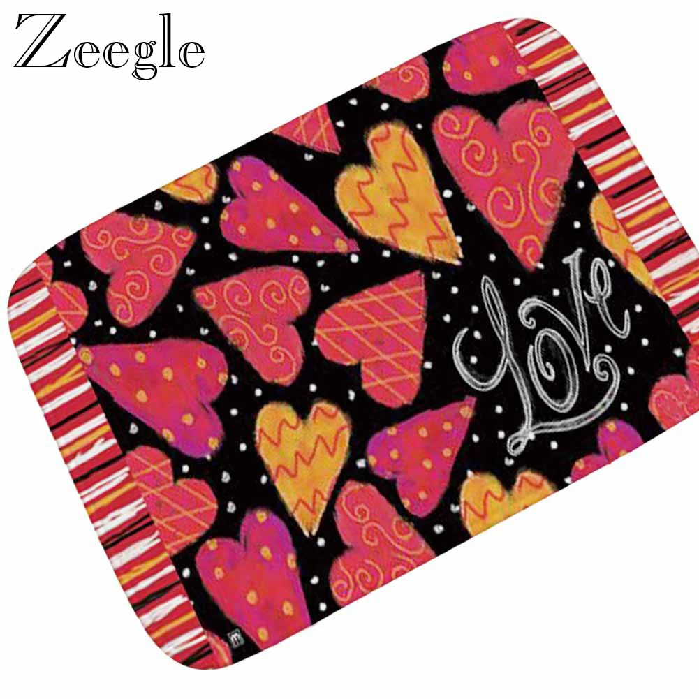 Zeegle Door Mat Anti-slip Bathroom Carpet Outdoor Mat Hallway Rug Flannel Printed Bedroom Carpet Washable Living Room Rug