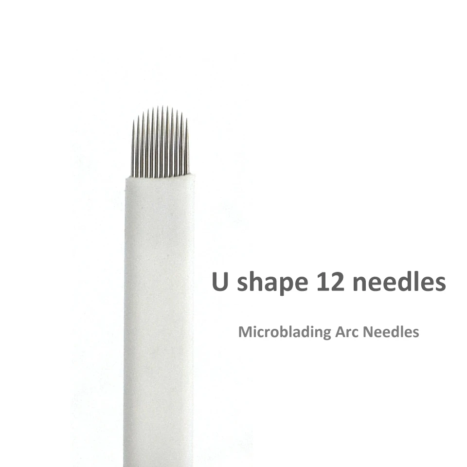 

100pcs U Shape Needles U12 Pin Eyebrow Tattoo Superior Microblading Blades For 3D Eyebrow Embroidery Permanent Makeup Manual Pen