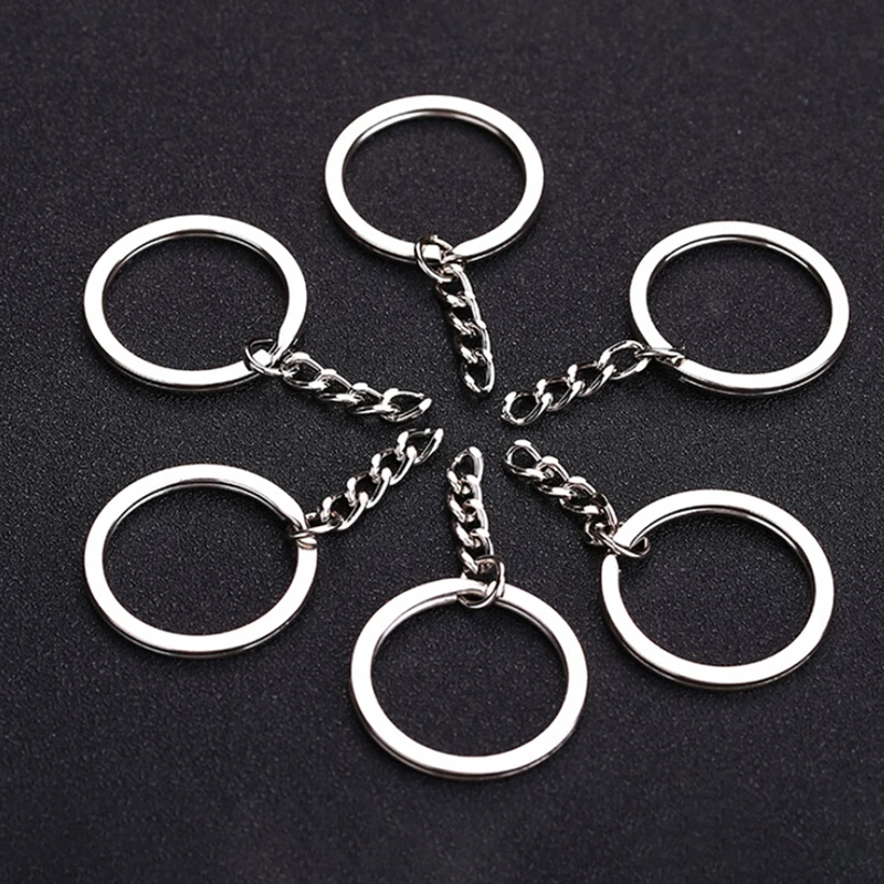 10 шт DIY Серебряный цвет полированный Брелок Сплит кольцо с короткой цепочкой
